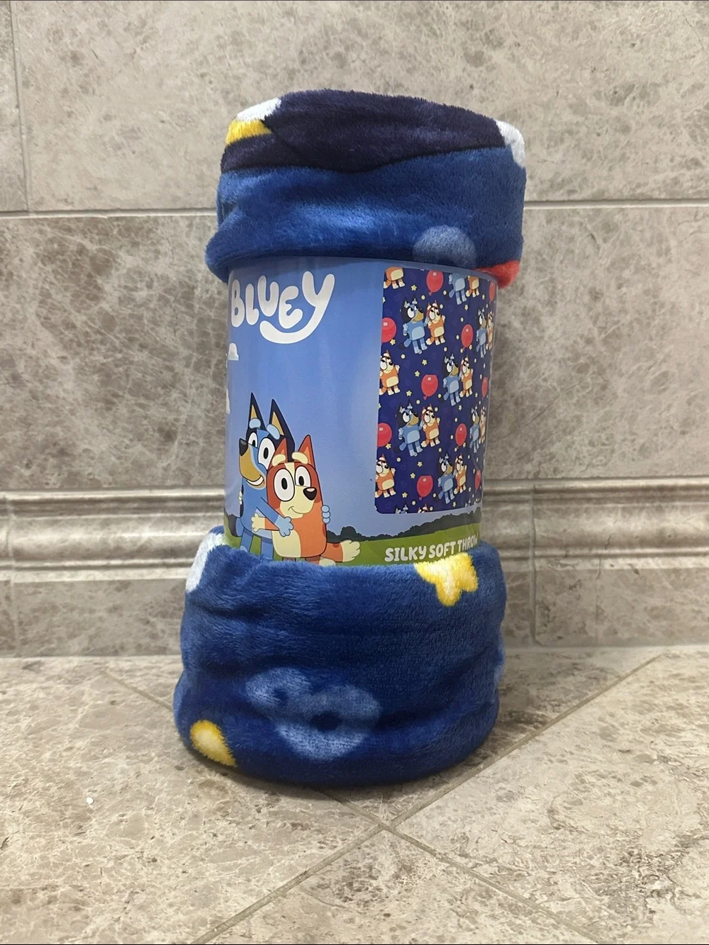 Bluey Birthday Balloon Throw Blanket NEW Silk Soft Touch 46” X 60” Bluey Bingo